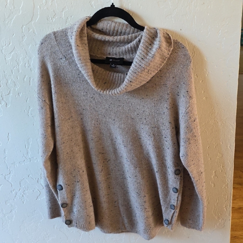 AB Studio Women's Beige Cowl Neck Sweater